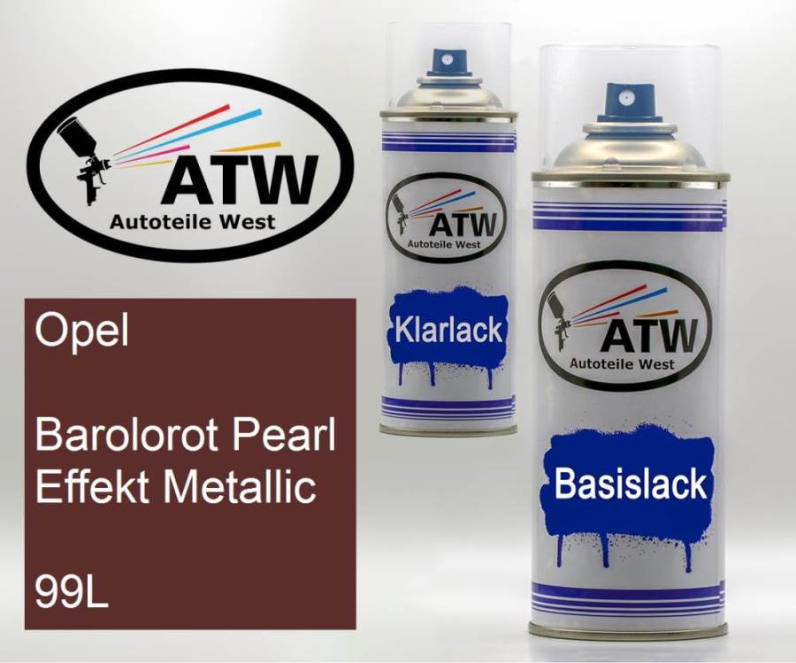 Opel, Barolorot Pearl Effekt Metallic, 99L: 400ml Sprühdose + 400ml Klarlack - Set, von ATW Autoteile West.